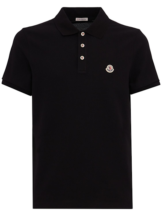 Moncler: Logo patch cotton polo shirt