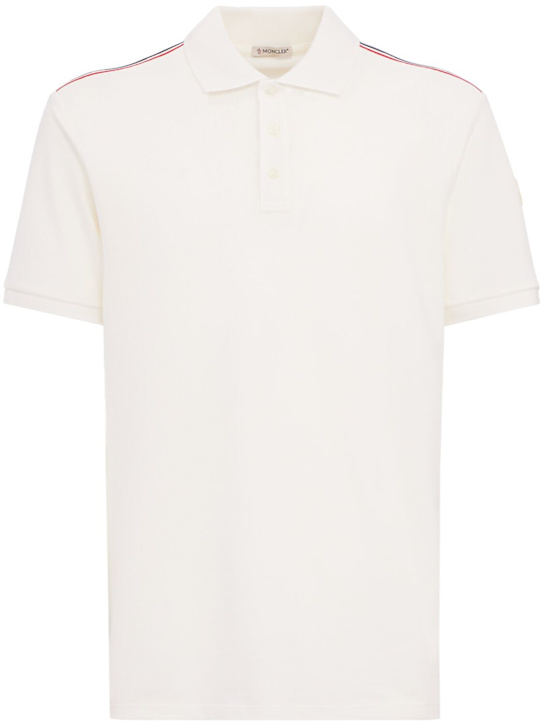 Moncler - Tricolor-Trimmed cotton polo shirt
