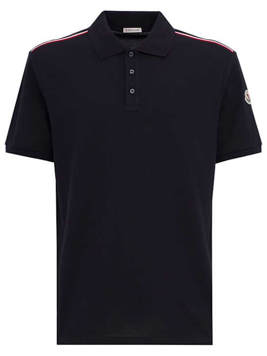 Moncler - Tricolor-Trimmed cotton polo shirt
