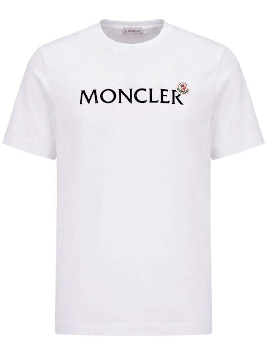 Moncler - Flocked logo cotton t-shirt