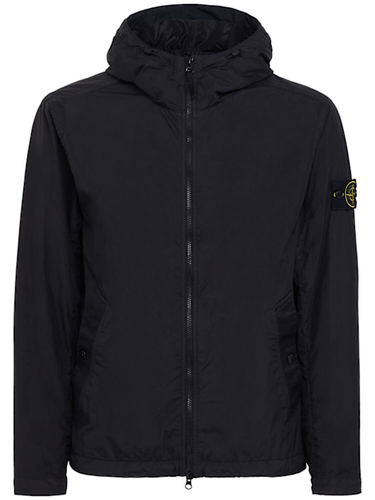 Stone Island: Logo patch nylon zip-up hooded jacket