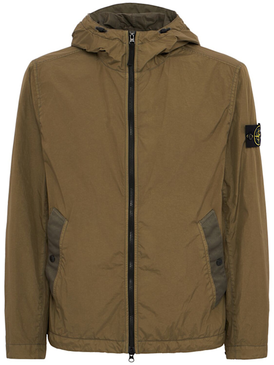 Stone Island - Logo patch nylon zip-up hooded jacket