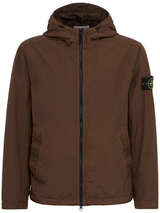 Stone Island: Logo patch nylon zip-up hooded jacket