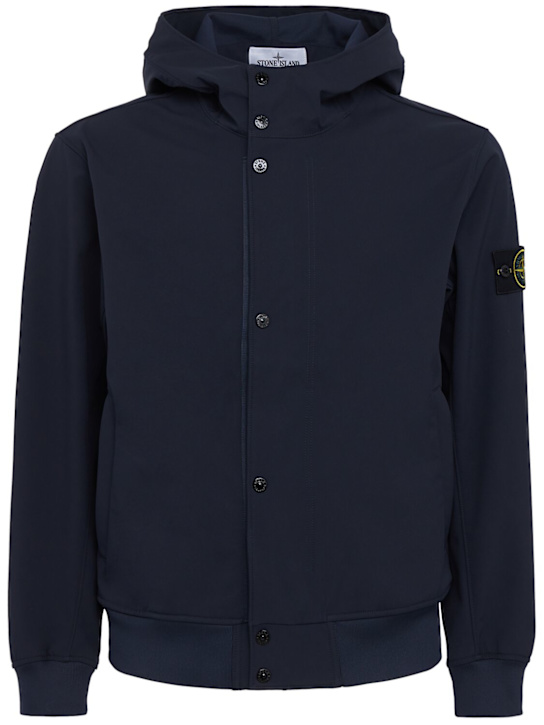 Stone Island: Logo tech blend hooded jacket