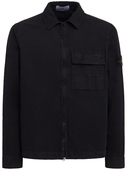 Stone Island - Logo cotton zip-up shirt