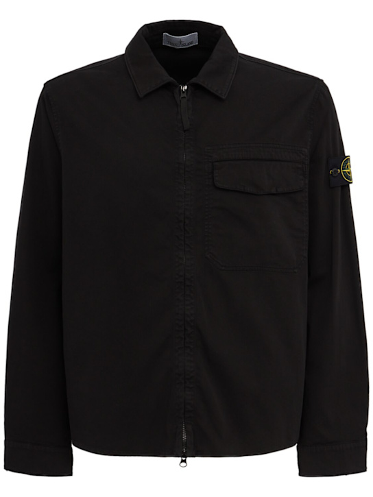 Stone Island: Logo cotton zip-up shirt jacket
