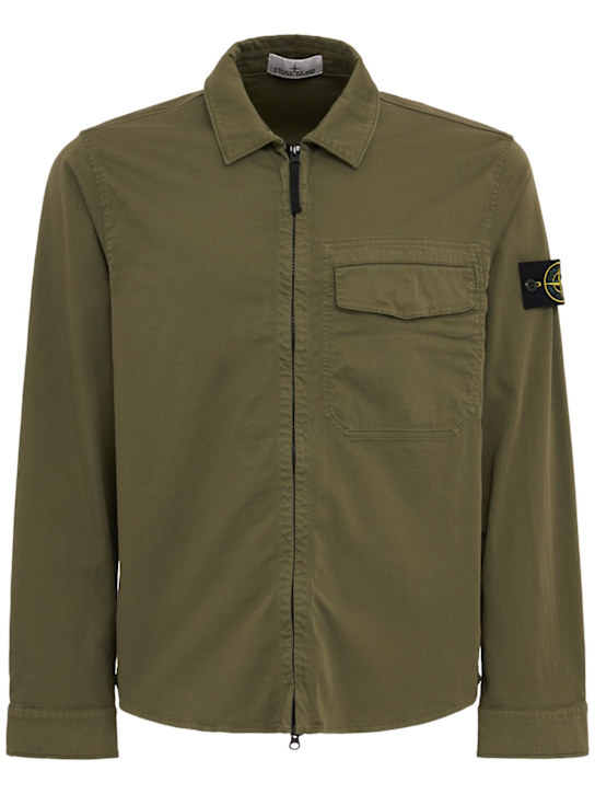 Stone Island - Logo cotton zip-up shirt jacket