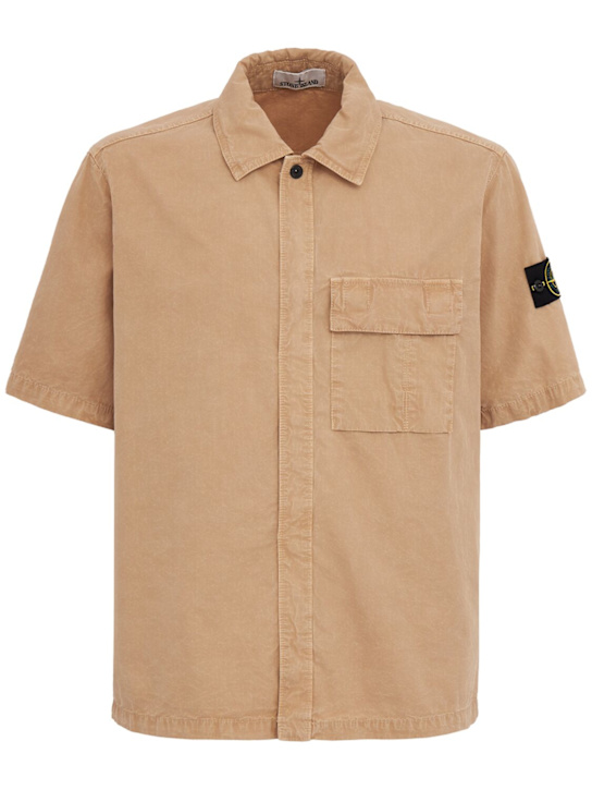 Stone Island: Logo cotton short sleeved shirt