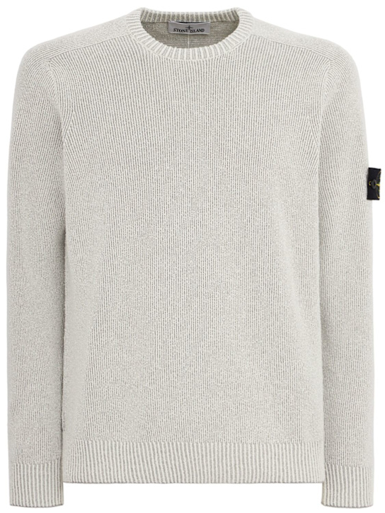 Stone Island: Logo cotton blend crewneck sweater