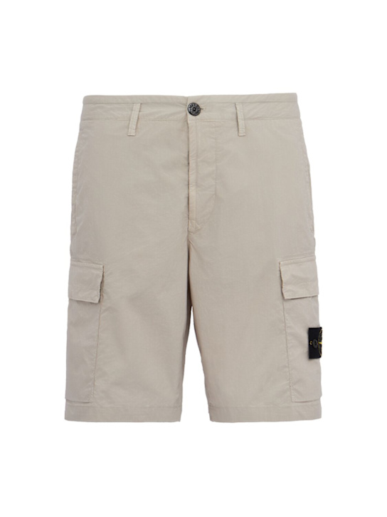 Stone Island: Logo cotton regular shorts