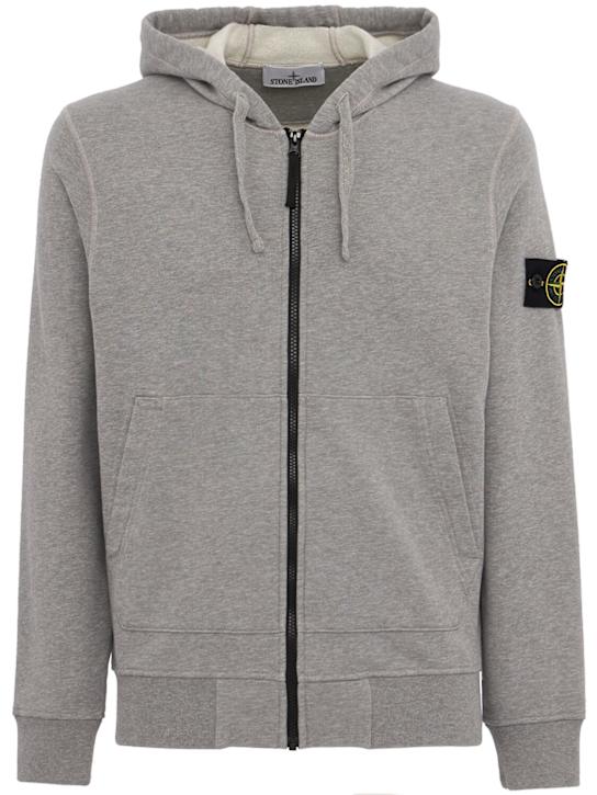 Stone Island: Logo cotton zip up hoodie