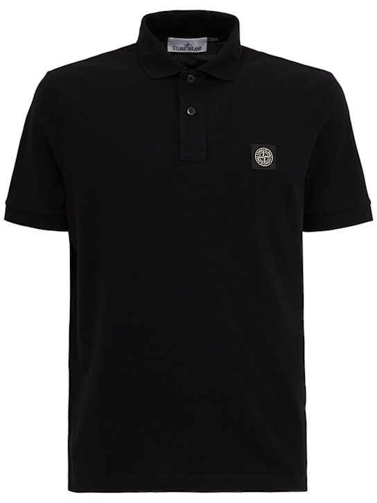 Stone Island - Logo patch cotton polo shirt