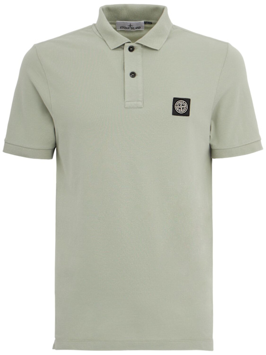 Stone Island - Logo patch cotton polo shirt