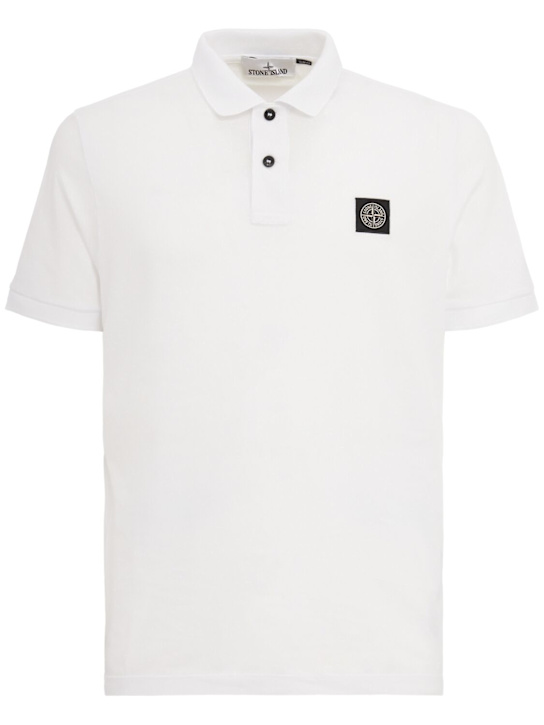 Stone Island: Logo patch cotton polo shirt