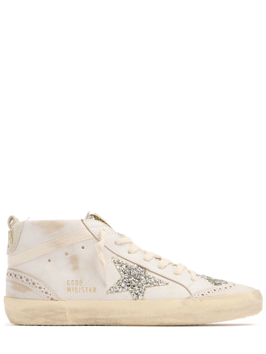 Golden Goose - Mid Star leather & glitter sneakers