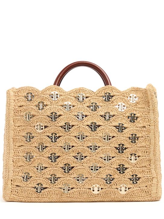 Rabanne - Tote aus Raffia mit Stickerei