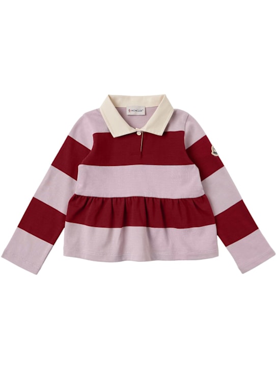 Moncler: Striped long sleeve cotton polo shirt