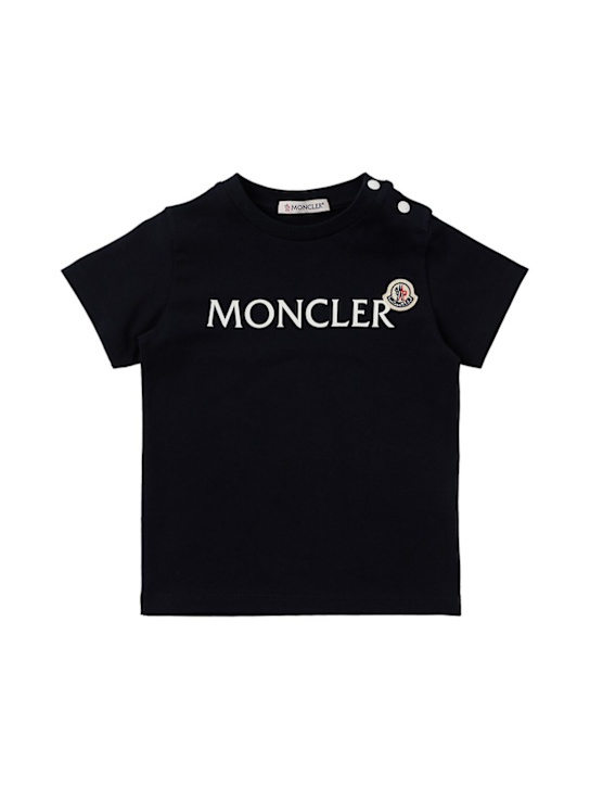 Moncler: Logo cotton blend jersey t-shirt