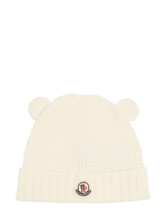 Moncler: Virgin wool beanie w/ teddy bear ears