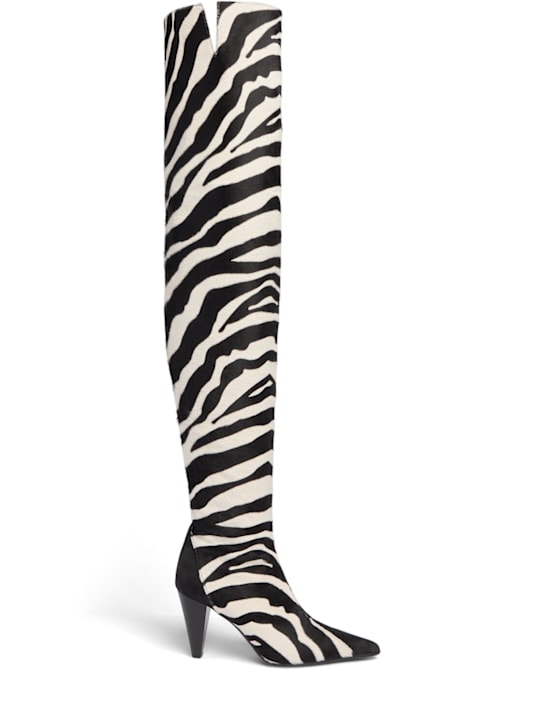 Khaite - 85mm hohe Leder- und Ponyhaar-Stiefel „Harvey“