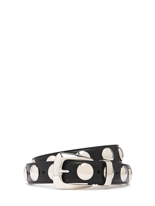 Khaite: Cintura Benny in pelle con borchie 3cm
