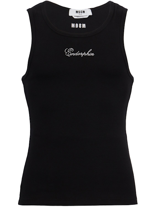 MSGM: Logo cotton blend tank top