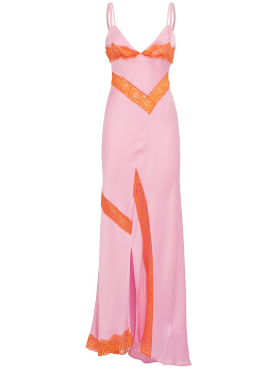 MSGM - Satin long dress with lace