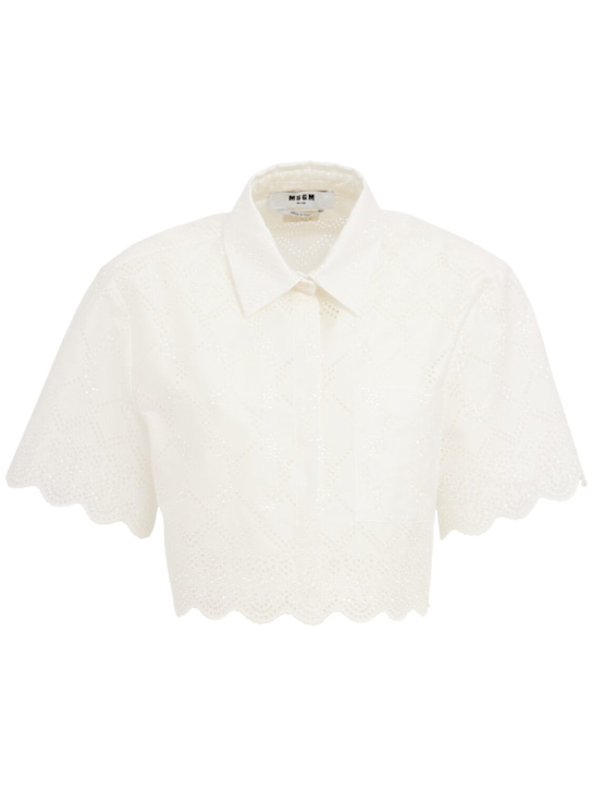 MSGM - Cropped eyelet lace shirt