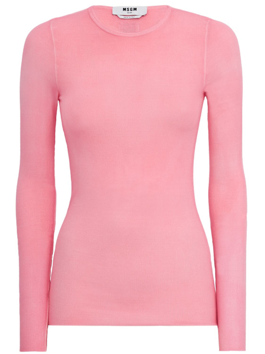 MSGM: Ribbed long sleeve stretch t-shirt