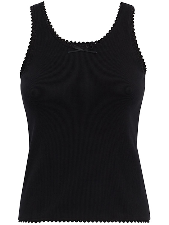 MSGM - Ribbed stretch cotton tank top w/ trim