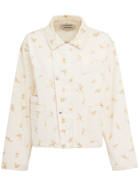 MSGM - Floral printed denim jacket