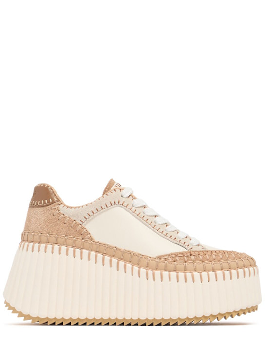Chloé: Sneakers Nama in pelle con platform 70mm