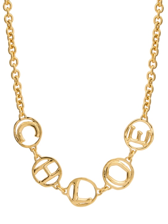 Chloé: Script circle logo necklace