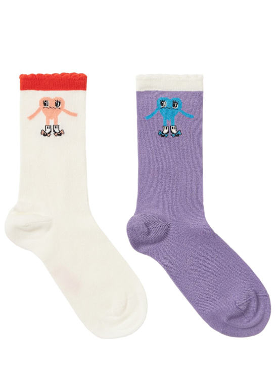 Mini Rodini - Set of 2 cotton blend jacquard socks