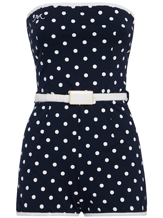 ROWEN ROSE: Polka dotted bustier playsuit