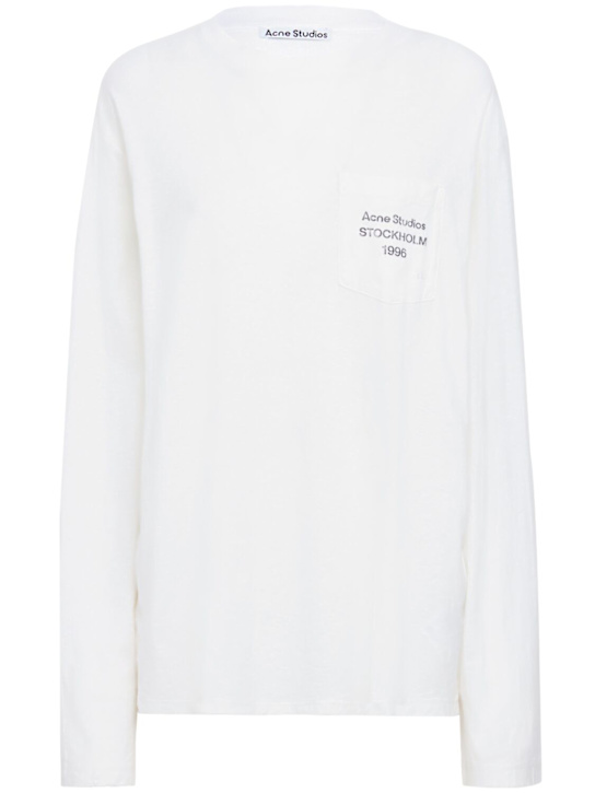 Acne Studios: T-shirt maniche lunghe Edden in misto cotone