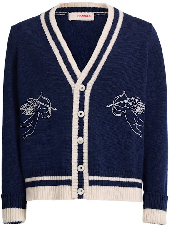 FIORUCCI - Double cupid embroidered wool cardigan