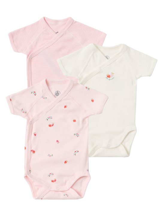Petit Bateau: Set of 3 printed cotton bodysuits