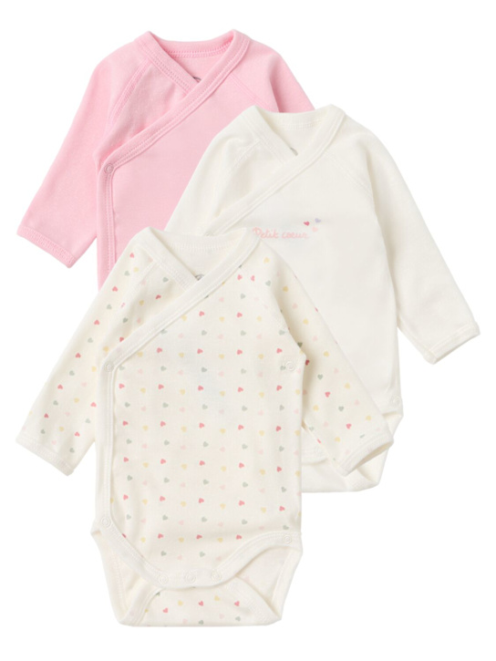 Petit Bateau - Set of 3 printed cotton bodysuits