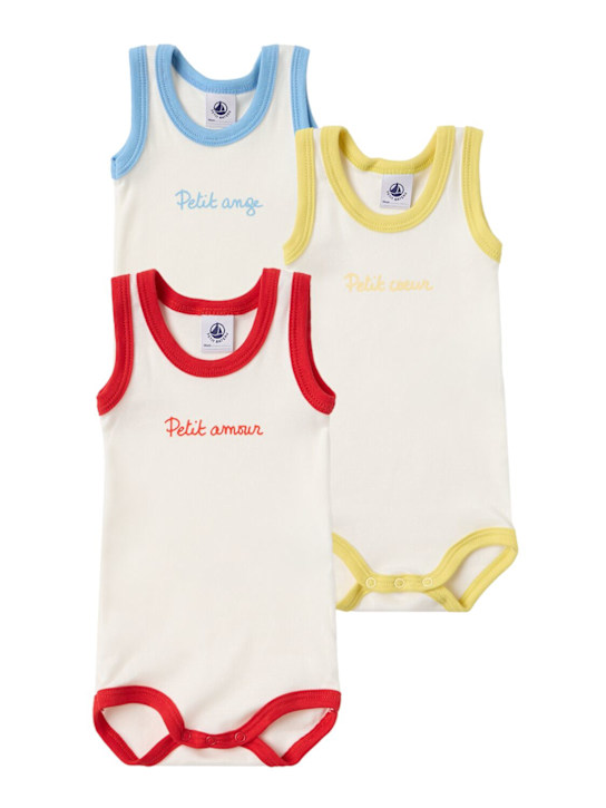 Petit Bateau - Set of 3 printed cotton bodysuits