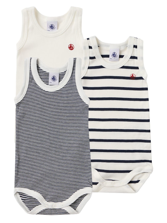Petit Bateau - Set of 3 printed cotton bodysuits
