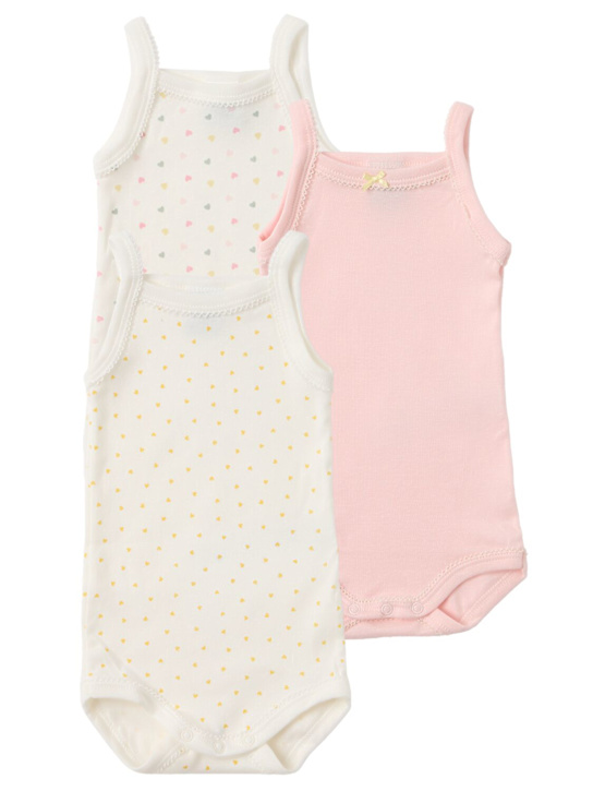 Petit Bateau - Set of 3 printed cotton bodysuits