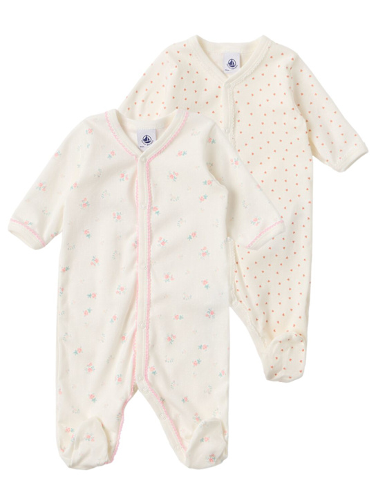 Petit Bateau - Set of 2 cotton jersey rompers