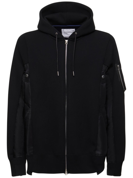 Sacai - Hoodie aus Fleece und Nylontwill