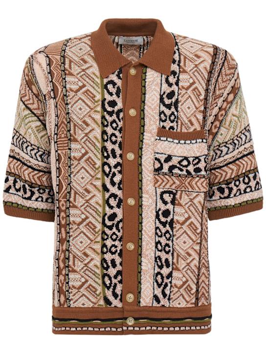 Laneus - Knitted cotton blend short sleeve shirt
