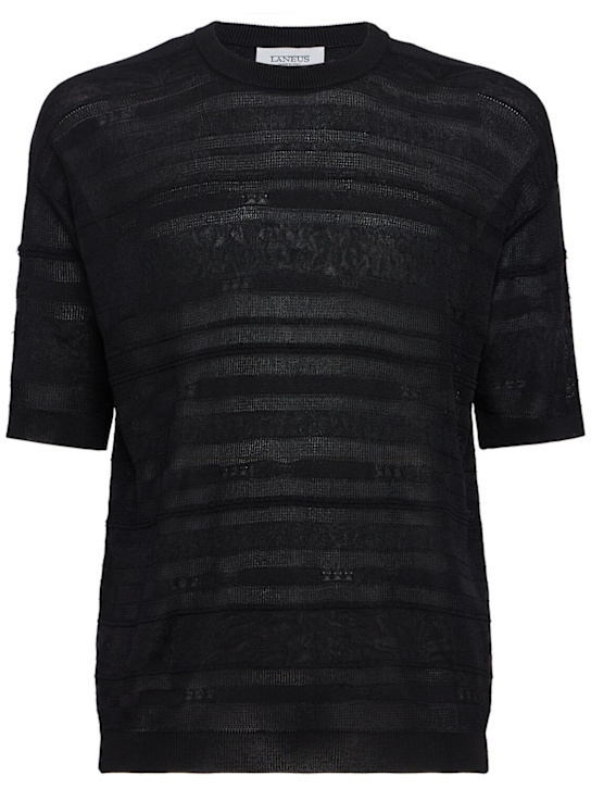 Laneus - Knitted viscose blend t-shirt