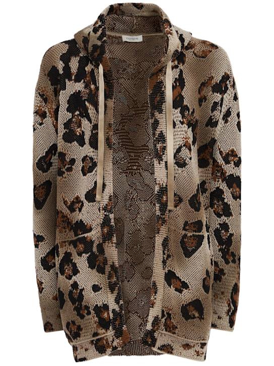 Laneus - Knitted cotton blend zip-up hoodie