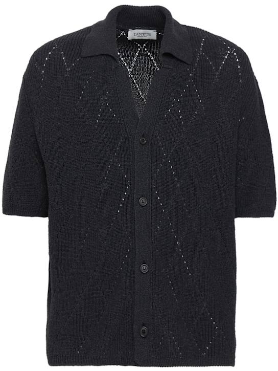 Laneus - Knit cotton polo shirt