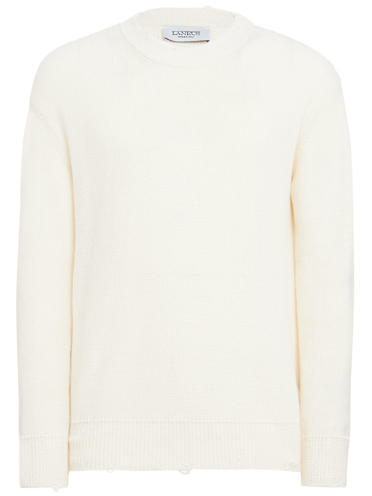 Laneus: Knitted cotton crewneck sweater