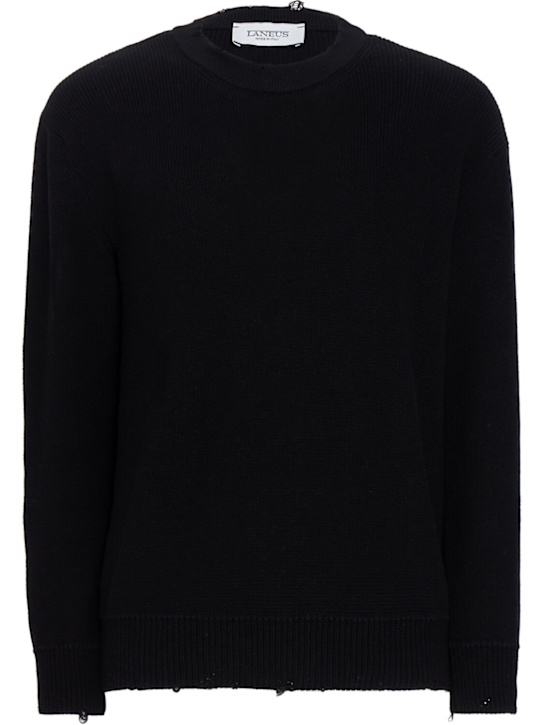 Laneus: Knitted cotton crewneck sweater